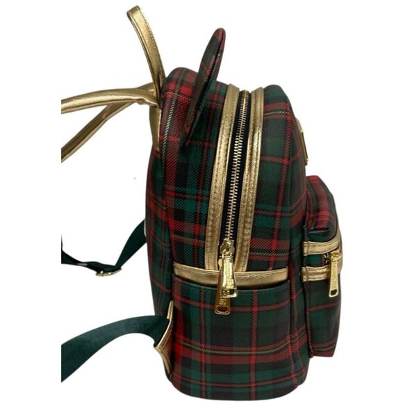 NWT Disney Parks x Loungefly Mickey Christmas Plaid Backpack Holiday Tartan main image 4